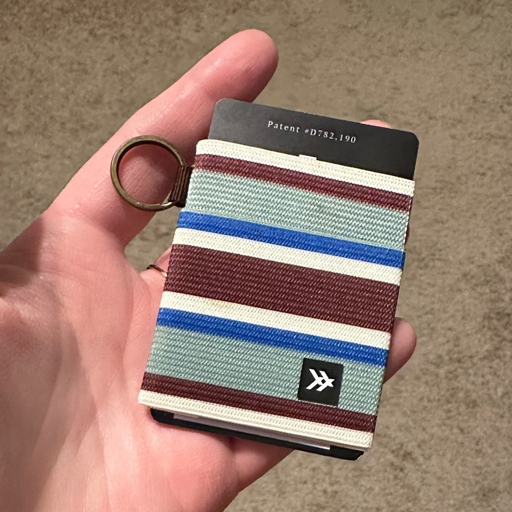 Thread & Supply Striped Key & Card Holder - Blue, Brown, Cream
